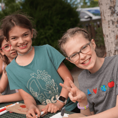 two girls smiling